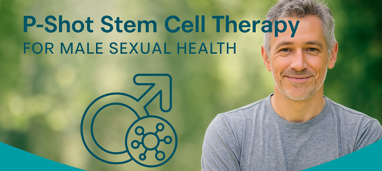 Middle-aged man smiling after receiving P-Shot stem cell therapy for male sexual health