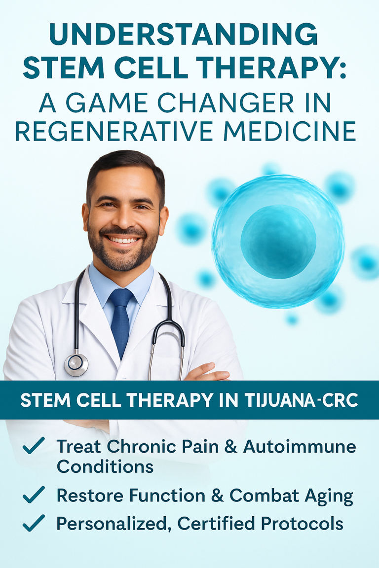Happy patient receiving stem cell therapy consultation at CRC Tijuana clinic