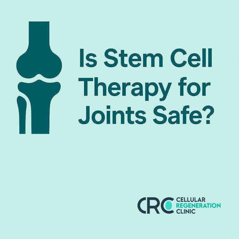 Is stem cell therapy safe for joints? CRC safety-focused graphic.