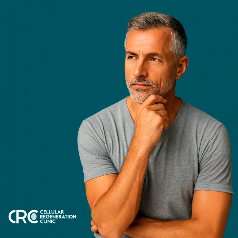 Middle-aged man representing men’s health and regenerative therapy focus, used in a blog about stem cell therapy for men.