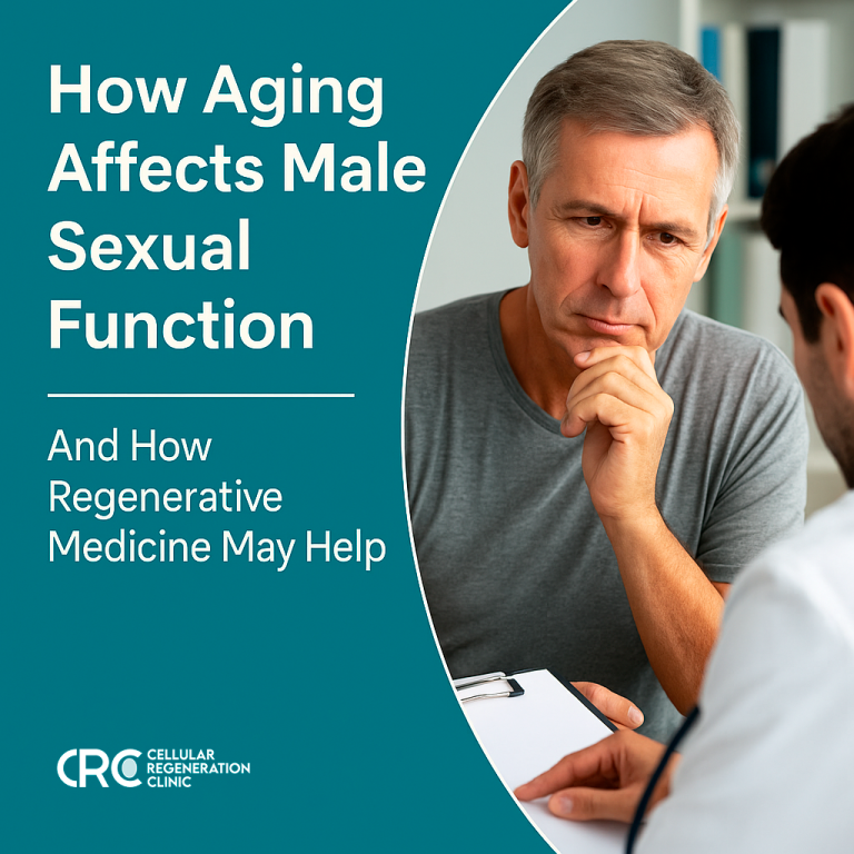 Middle-aged man looking thoughtful, representing aging and male sexual function – featured image for CRC’s blog on regenerative medicine and sexual health