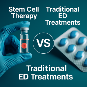 Side-by-side comparison of stem cell therapy and traditional ED treatments like Viagra